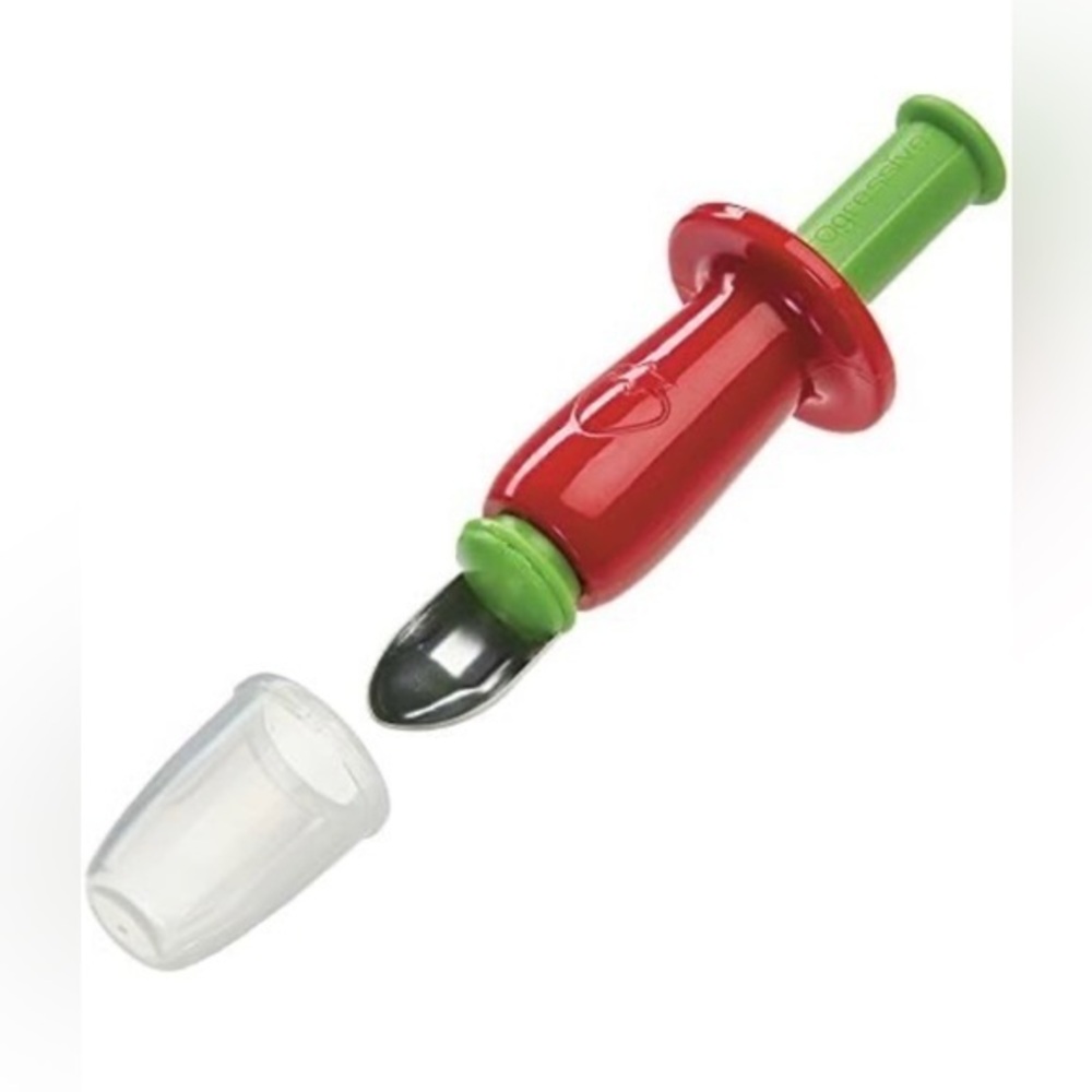 Prep Solutions Push ’N Spin Strawberry Huller – Red & Green